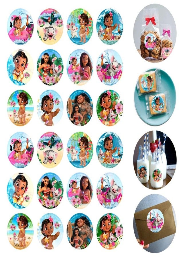 ARHAVI 120pcs Moanana Round Stickers, Moanana Party Supplies for Kids Birthday Decorations - 10 Sheets - Image 1